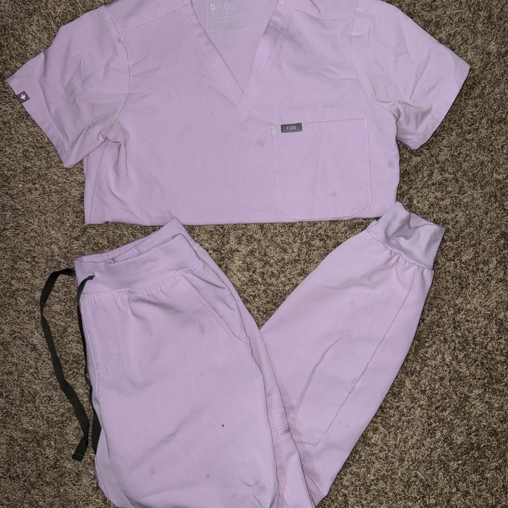 Figs Lavender Haze Catarina One-Pocket Scrub Top & Zamora Jogger Pant Set XS SP - Picture 3 of 4